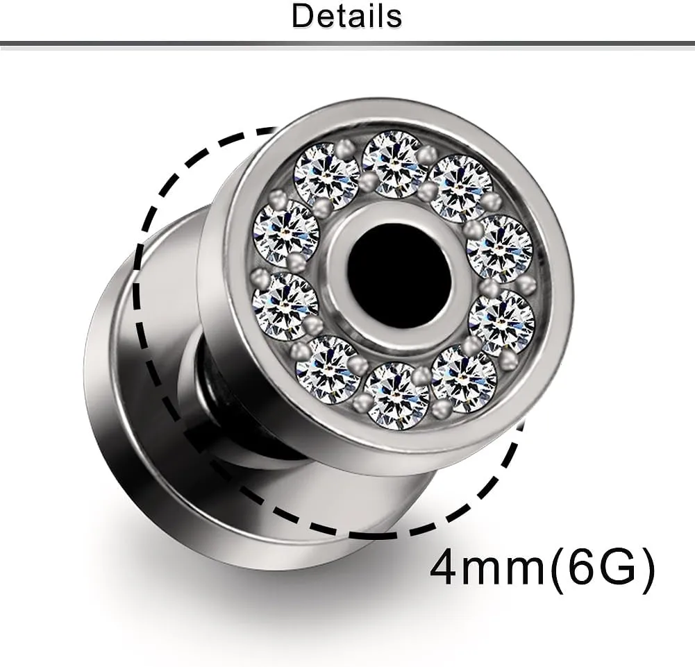 10G 8G 6G 4G 2G 0G 00G F136 Titanium Ear Gauges Screw Fit Flesh Tunnels Plugs Earrings Hypoallergenic Implant Medical Grade Surgical Steel Earring Plugs Piercing Jewelry for Women Men