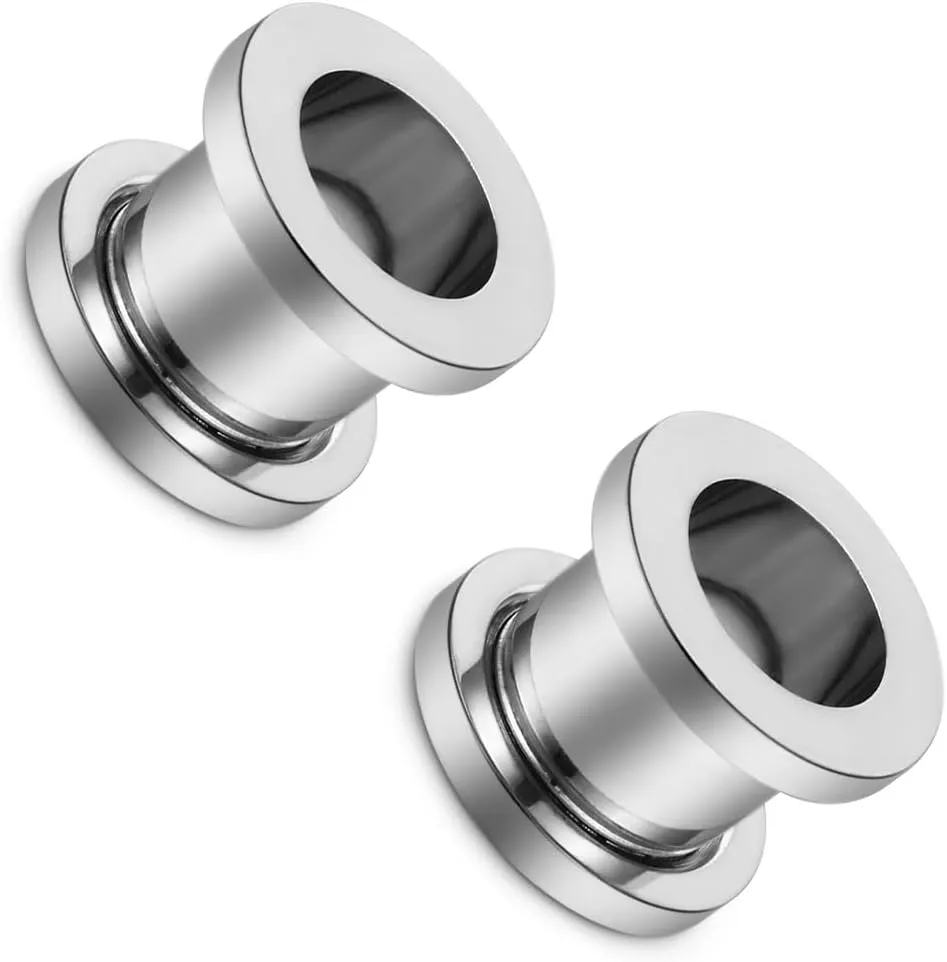 10G 8G 6G 4G 2G 0G 00G F136 Titanium Ear Gauges Screw Fit Flesh Tunnels Plugs Earrings Hypoallergenic Implant Medical Grade Surgical Steel Earring Plugs Piercing Jewelry for Women Men