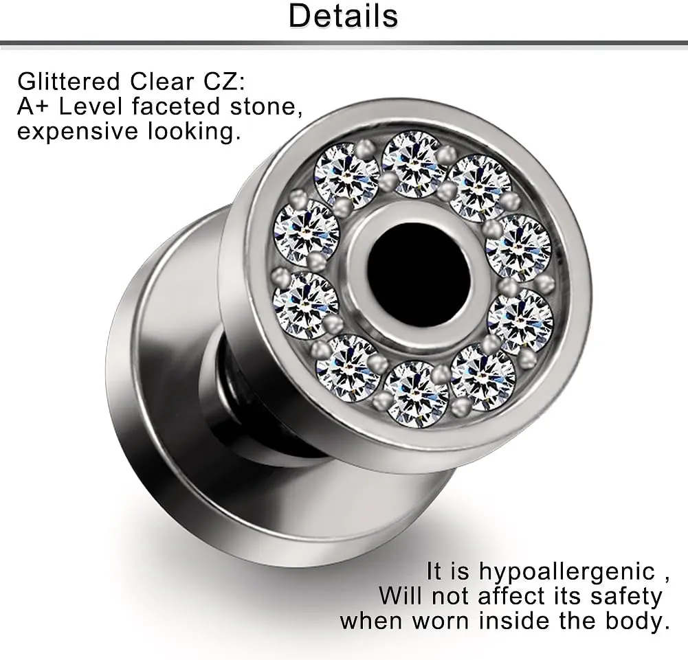 10G 8G 6G 4G 2G 0G 00G F136 Titanium Ear Gauges Screw Fit Flesh Tunnels Plugs Earrings Hypoallergenic Implant Medical Grade Surgical Steel Earring Plugs Piercing Jewelry for Women Men