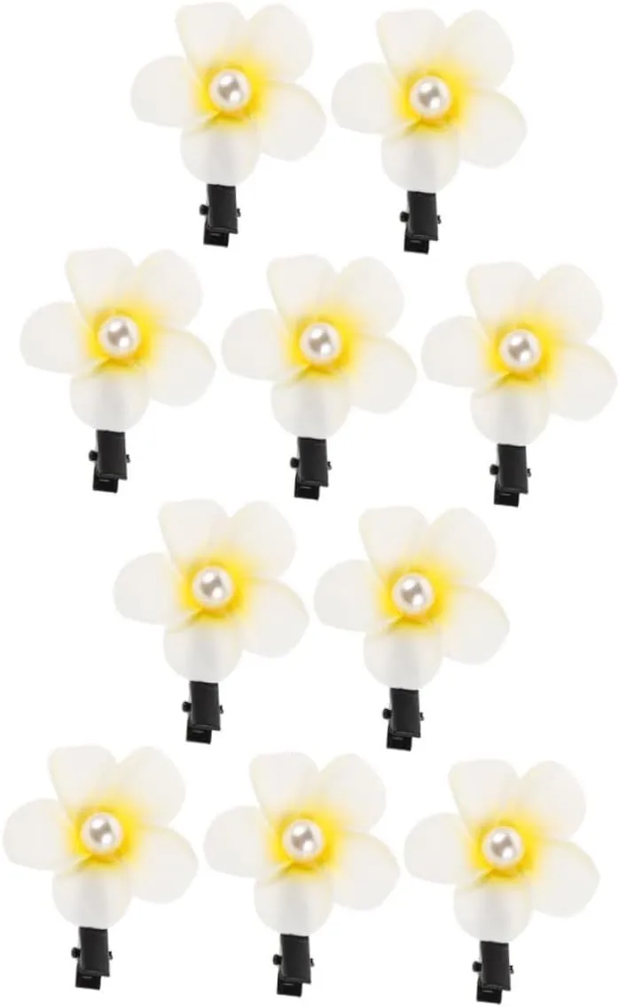 10pcs Plumeria Flower Hair Clips Lightweight Hawaiian Hair Barrettes for Beach Parties and Weddings Secure Fit Tropical Accessories for Women