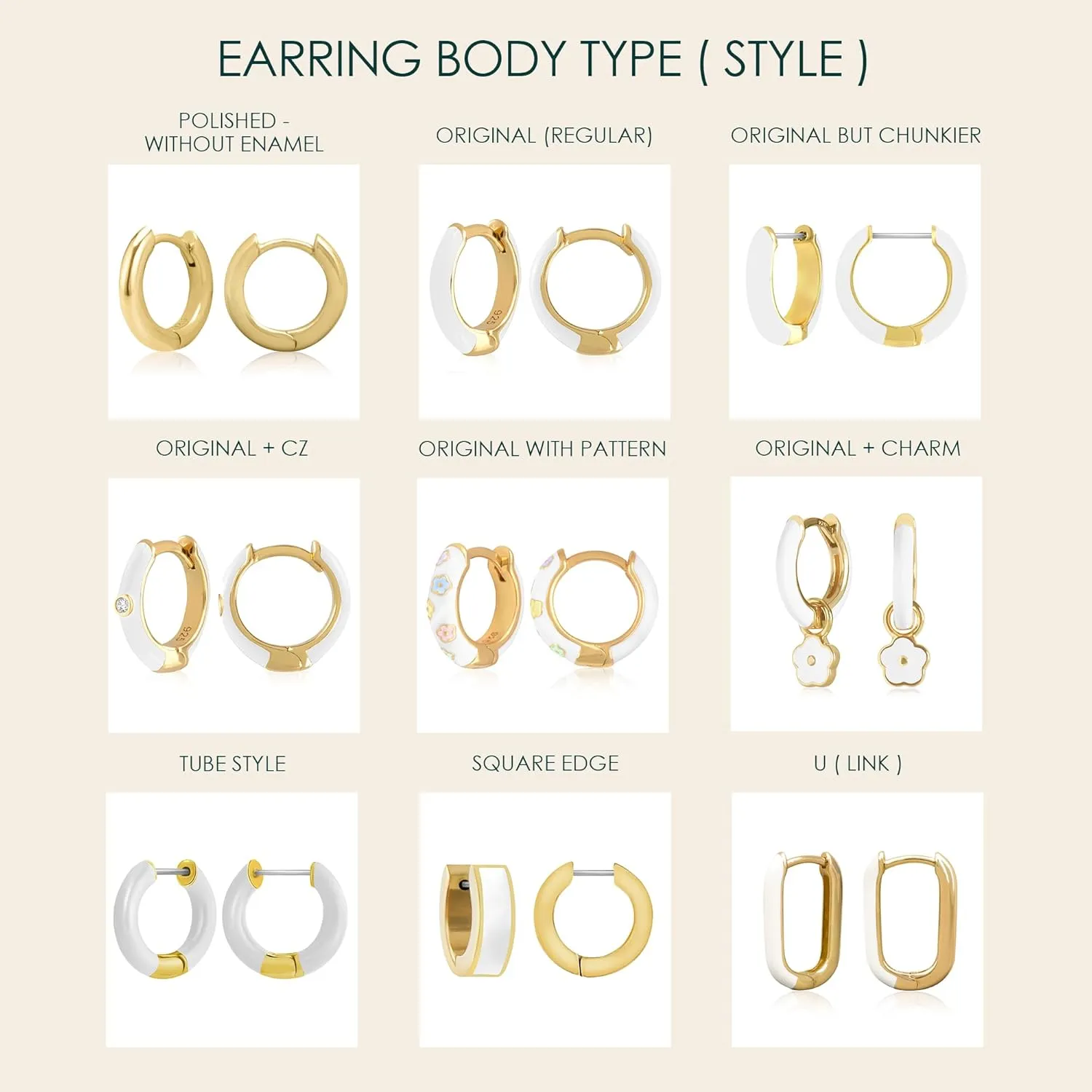 14K Gold Plated Sterling Silver Enamel Color Huggie Hoop Earrings for Women  Wide Range of Vibrant Color Options Available