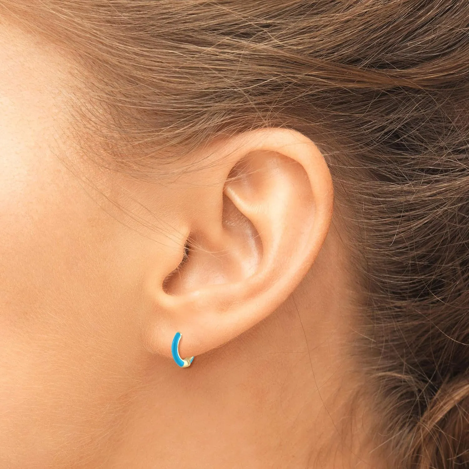 14K Gold Plated Sterling Silver Enamel Color Huggie Hoop Earrings for Women  Wide Range of Vibrant Color Options Available