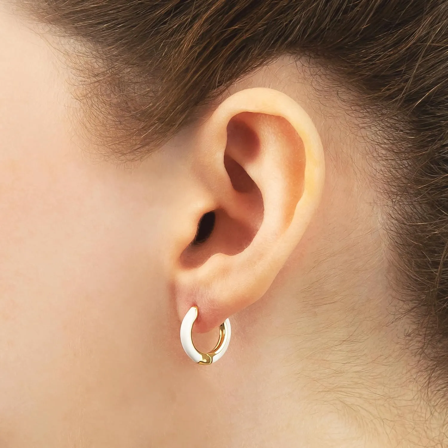 14K Gold Plated Sterling Silver Enamel Color Huggie Hoop Earrings for Women  Wide Range of Vibrant Color Options Available
