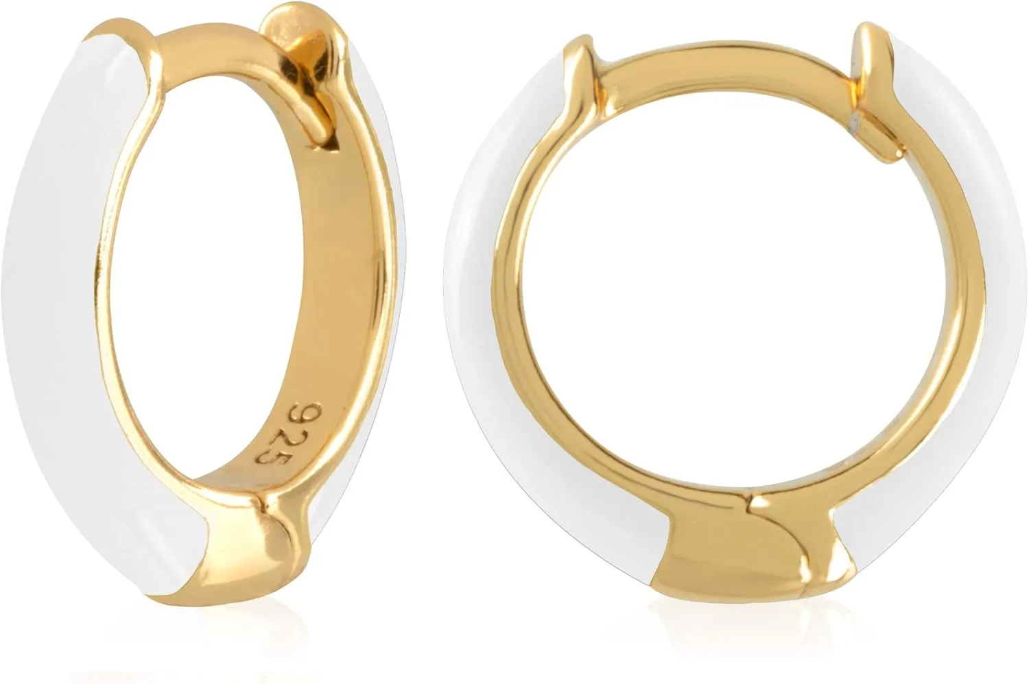 14K Gold Plated Sterling Silver Enamel Color Huggie Hoop Earrings for Women  Wide Range of Vibrant Color Options Available