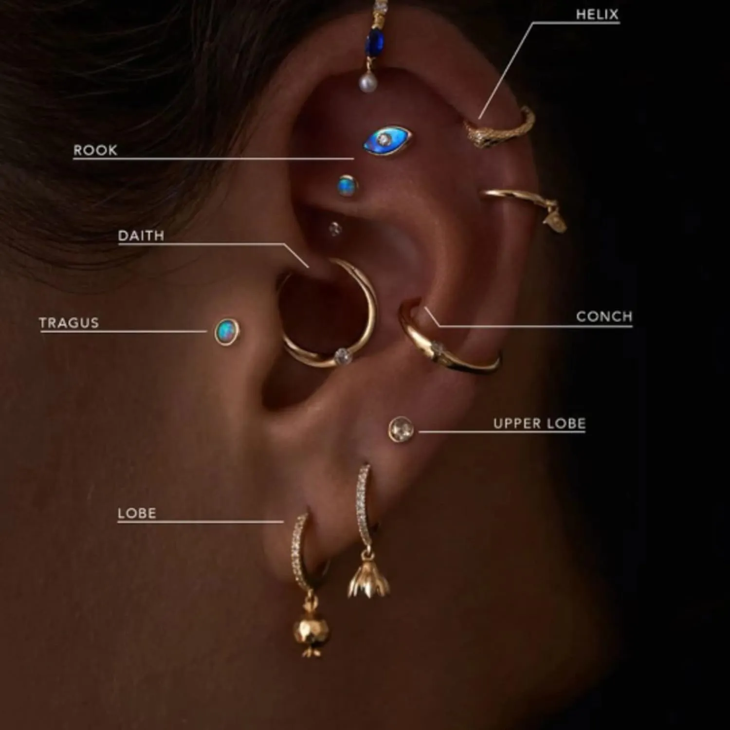 14k Rose Gold Faith Crucifix Huggie Hoop, Cross Divine Tiny Hoop Earring, Second Hole Diamond Earrings, Starburst Huggie, Gift For Women.