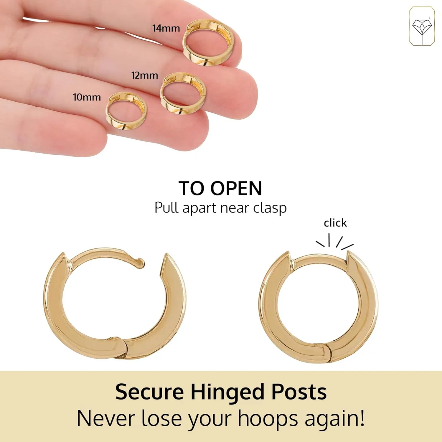 14K Solid Yellow Gold Huggie Earrings for Women | Domed or Flat Style Huggie Hoop Earrings for Women | Small Gold Huggies Hoops by MAX   STONE