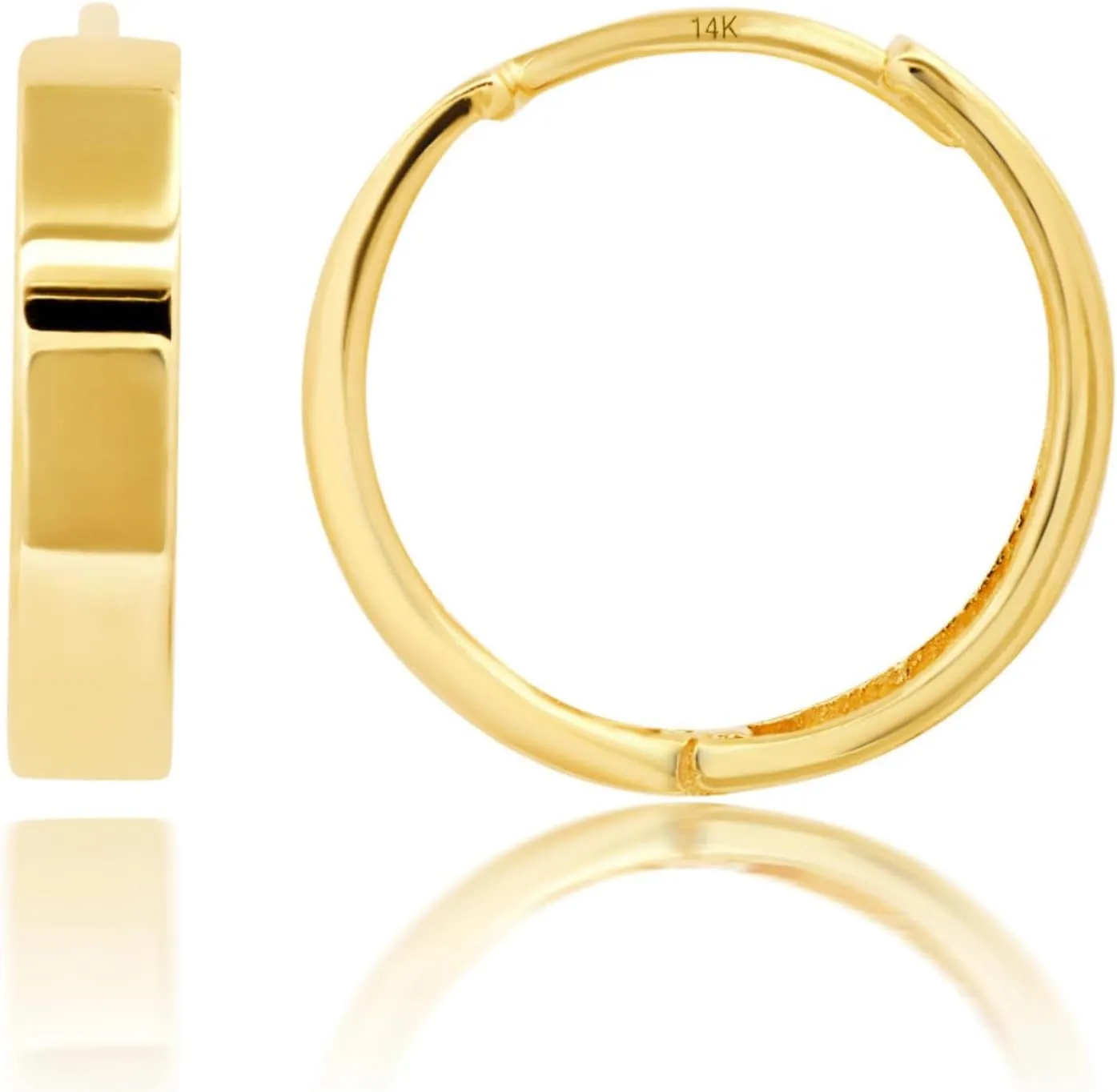 14K Solid Yellow Gold Huggie Earrings for Women | Domed or Flat Style Huggie Hoop Earrings for Women | Small Gold Huggies Hoops by MAX   STONE