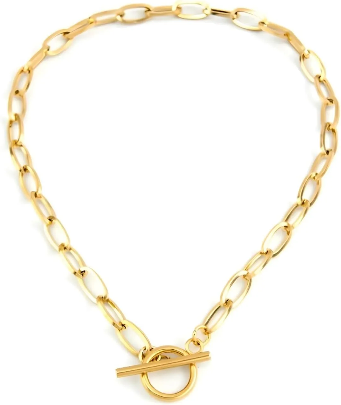 14K Yellow Gold Lock Toggle Necklace - 925 Sterling Silver Toggle Necklace for Women - Star Sparkling Toggle Necklaces Women - Minimalist Toggle Choker Necklace with Chain for Women