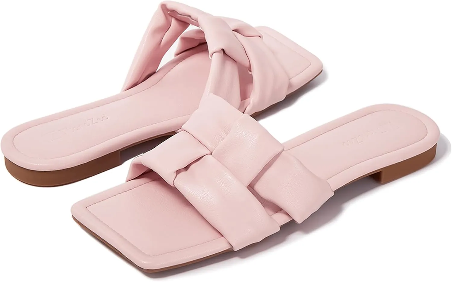 2025 Women's Summer Flat Sandals - Soft Comfortable Leather Slip-On Beach Shoes with Cushioned Insole, Fashion Square Toe Design for Travel, Vacation & Daily Walking Sizes 6-11