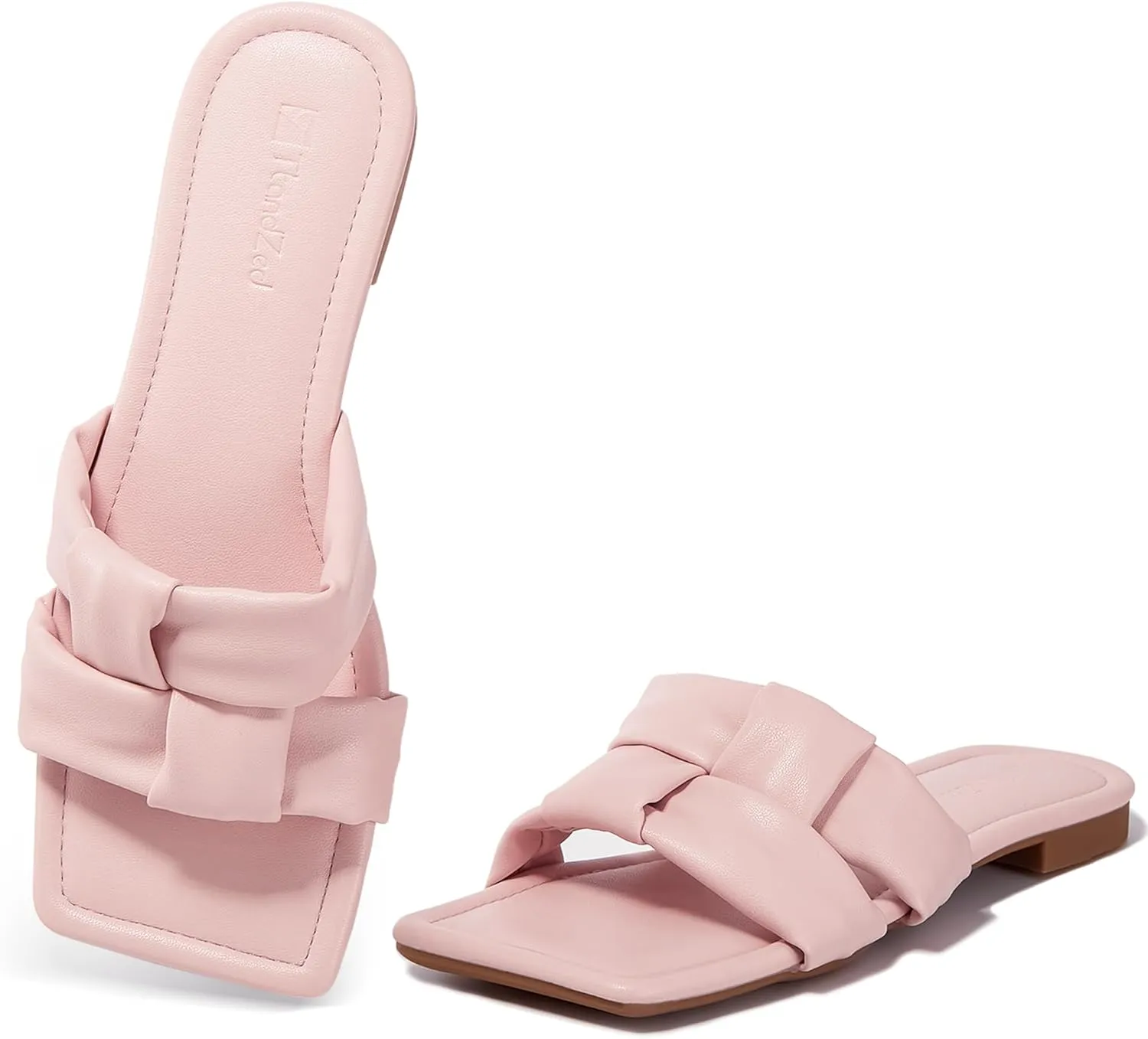 2025 Women's Summer Flat Sandals - Soft Comfortable Leather Slip-On Beach Shoes with Cushioned Insole, Fashion Square Toe Design for Travel, Vacation & Daily Walking Sizes 6-11