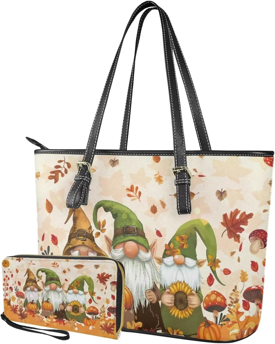 2Pcs Saddle Bags Set Large Capacity Satchel Bags Shoulder Bag for Women with Shoulder Strap Wallet Purse for Women