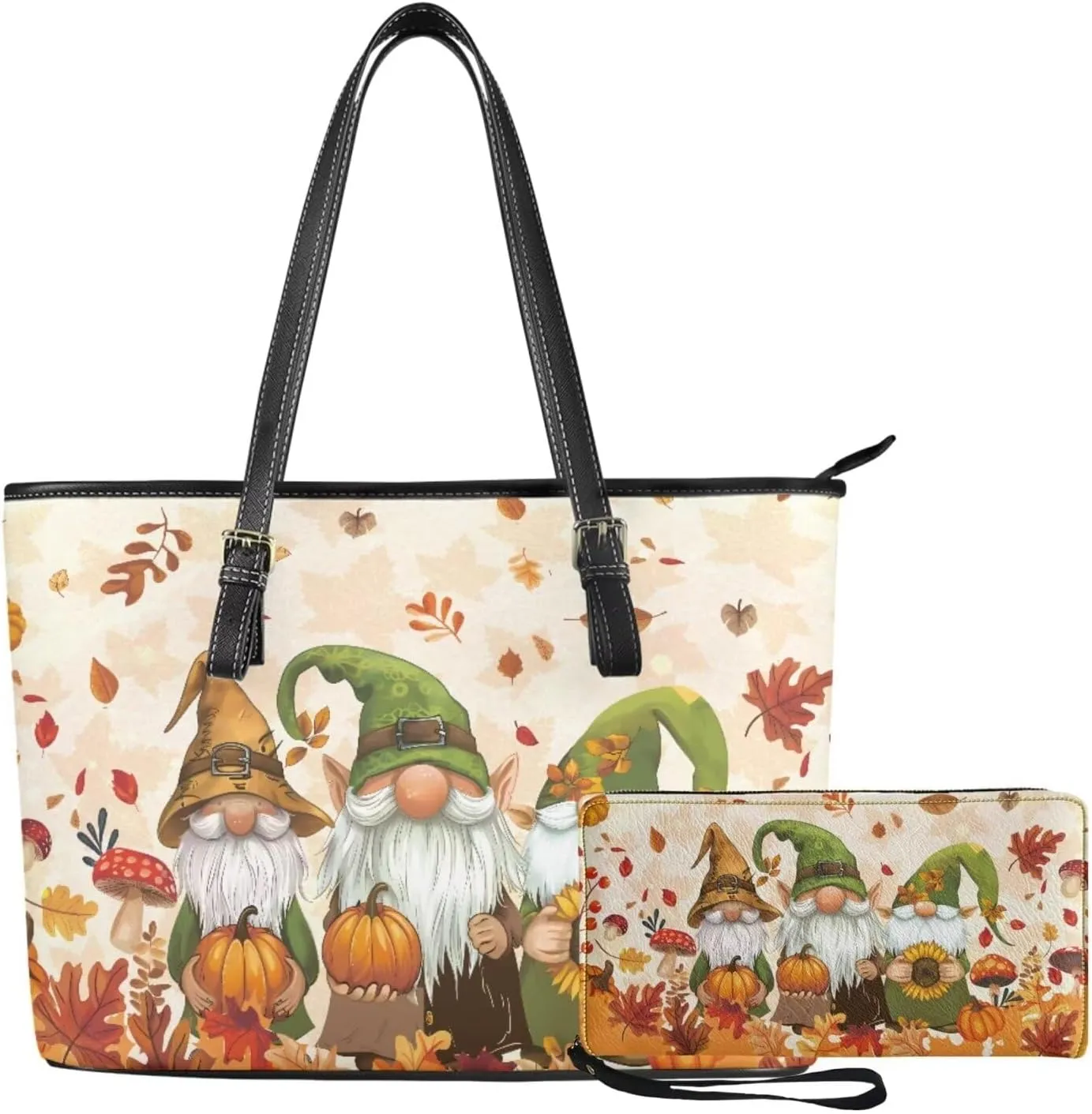 2Pcs Saddle Bags Set Large Capacity Satchel Bags Shoulder Bag for Women with Shoulder Strap Wallet Purse for Women