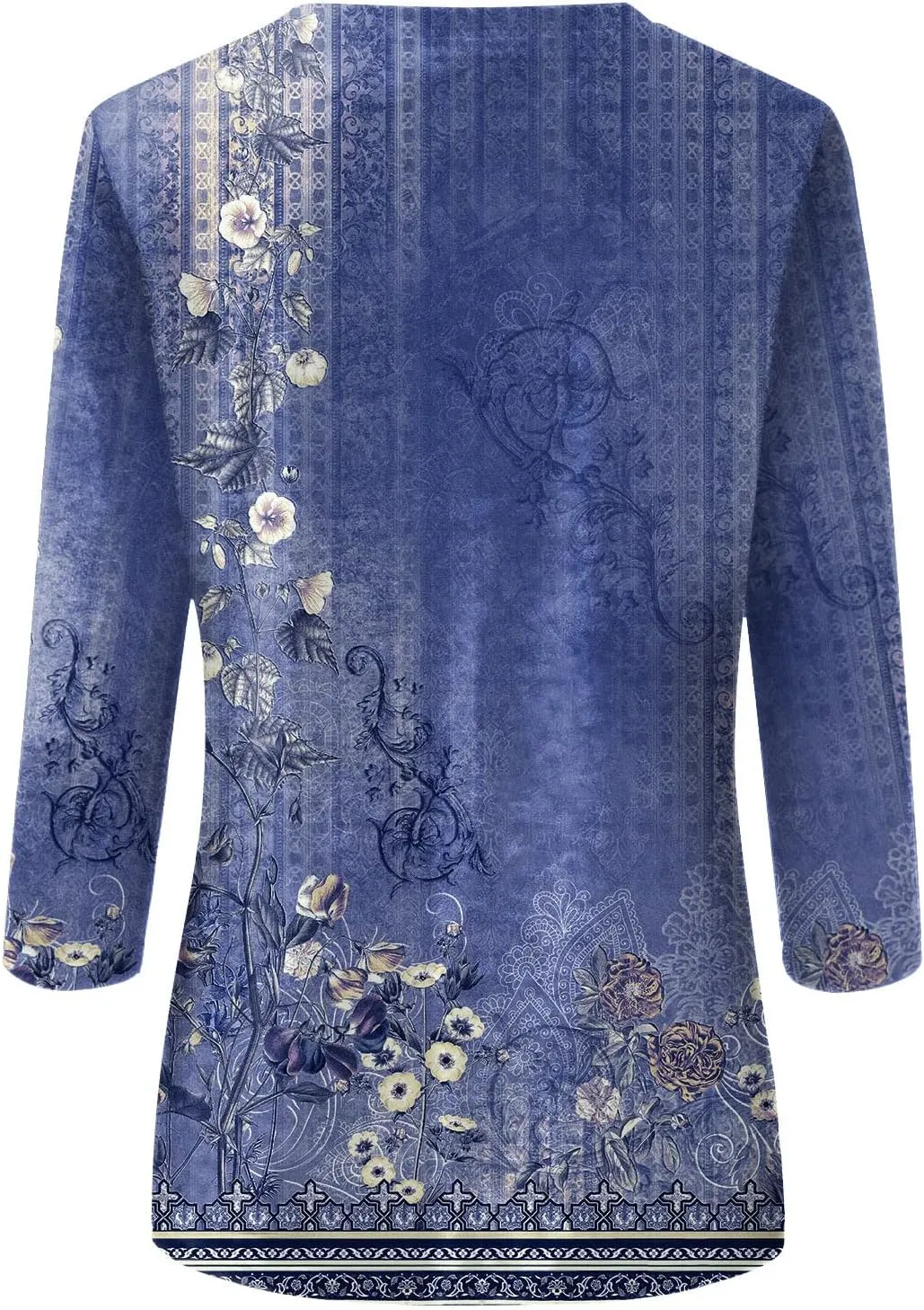 3/4 Length Sleeve Womens Tops 2025 Summer Print Round Neck Shirts Loose Fit Casual Three Quarter Sleeve Tshirts