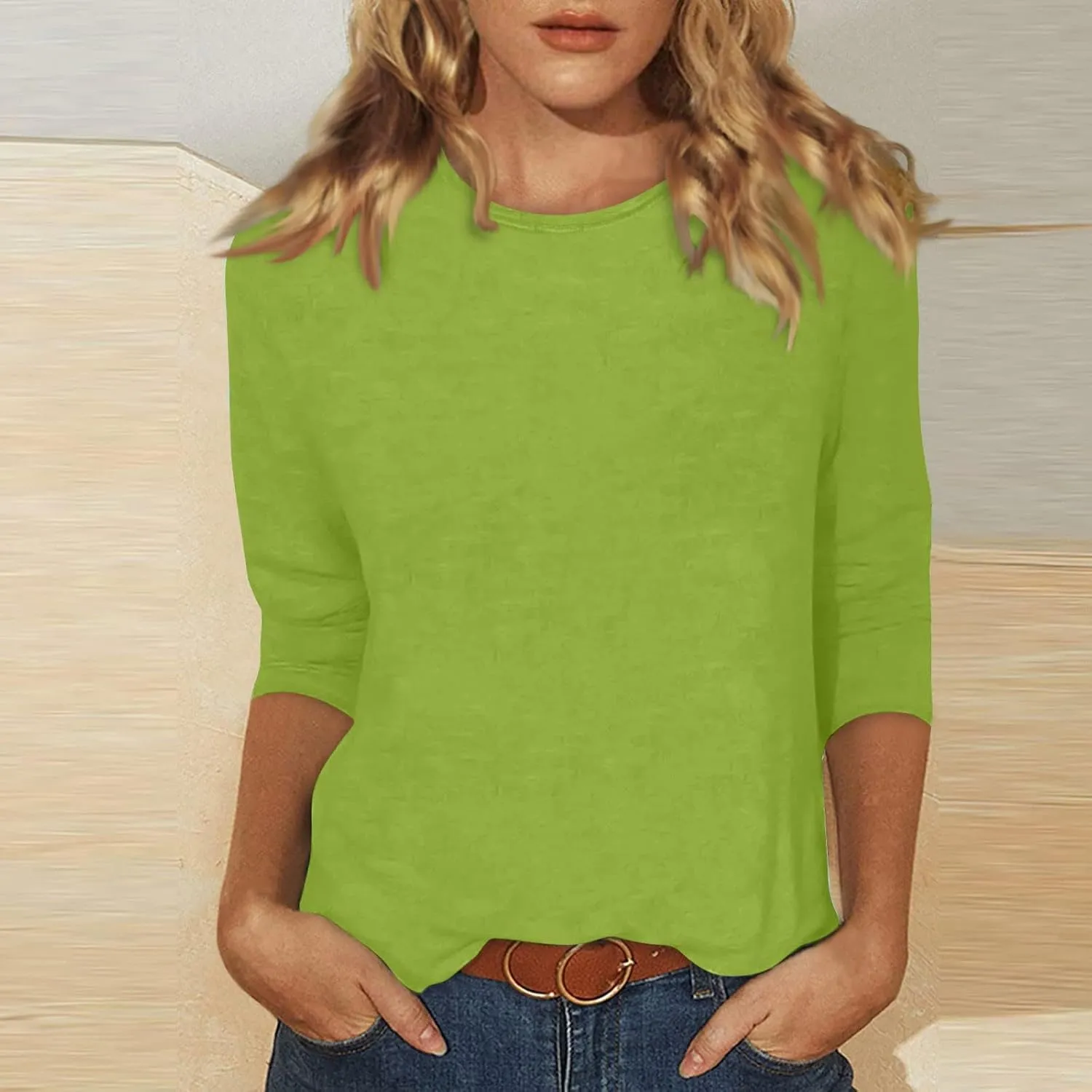 3/4 Length Sleeve Womens Tops Dressy Casual Cute Print Graphic Tees Blouses Casual Plus Size Basic Tops