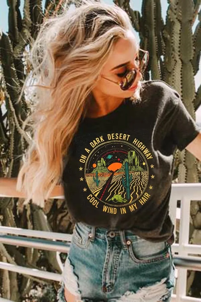 Adventure Shirts Sunrise Camping Hiking Activewear Road Trip Nature Cactus Workout Tee Top