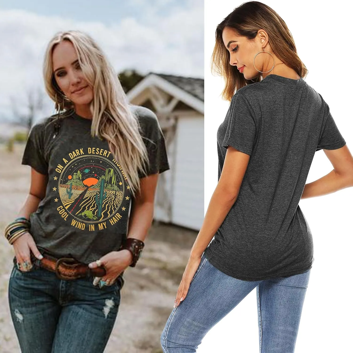 Adventure Shirts Sunrise Camping Hiking Activewear Road Trip Nature Cactus Workout Tee Top