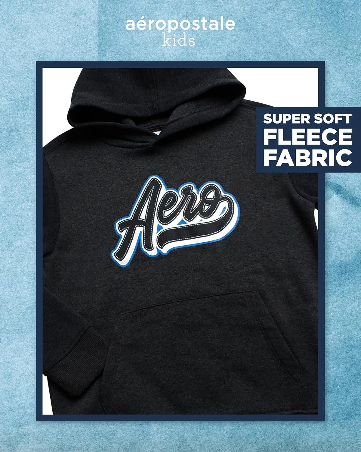AEROPOSTALE Boys Active Pants Set - 3 Piece Fleece Hoodie, Cotton T-Shirt, Jogger Sweatpants - Boys Activewear Jogset (4-12)