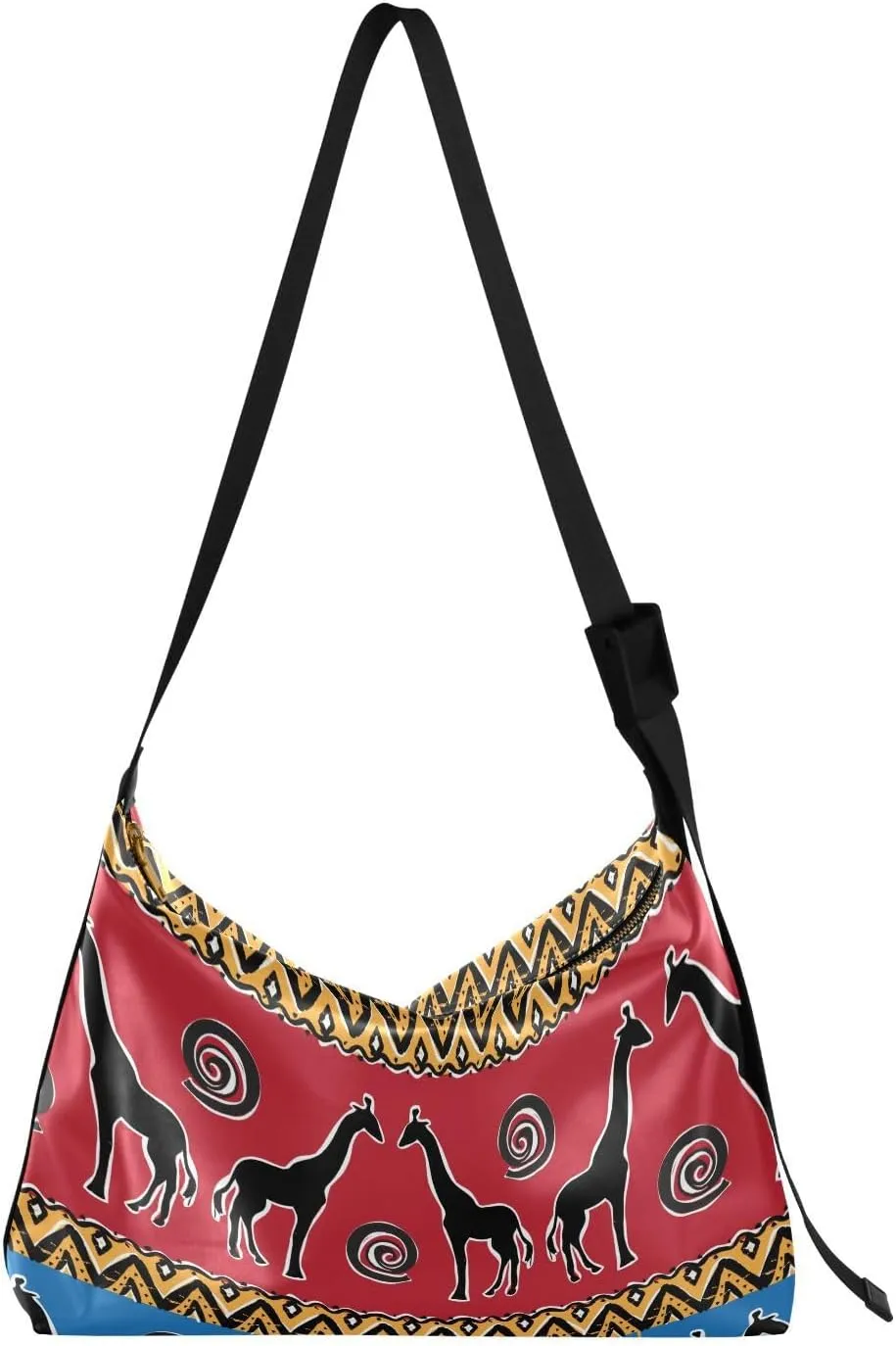 African Style Giraffe Hobo Crossbody Bags for Women Leather Large Shoulder Bag Cross Body Ethnic Tribal Trendy Womens Tote Bags Handbag for Travel Shopping
