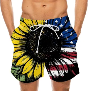 aihihe USA Flag Print Board Shorts for Men 4th of July Summer Beach Shorts Drawstring Loose Fit Lightweight Vacation Shorts