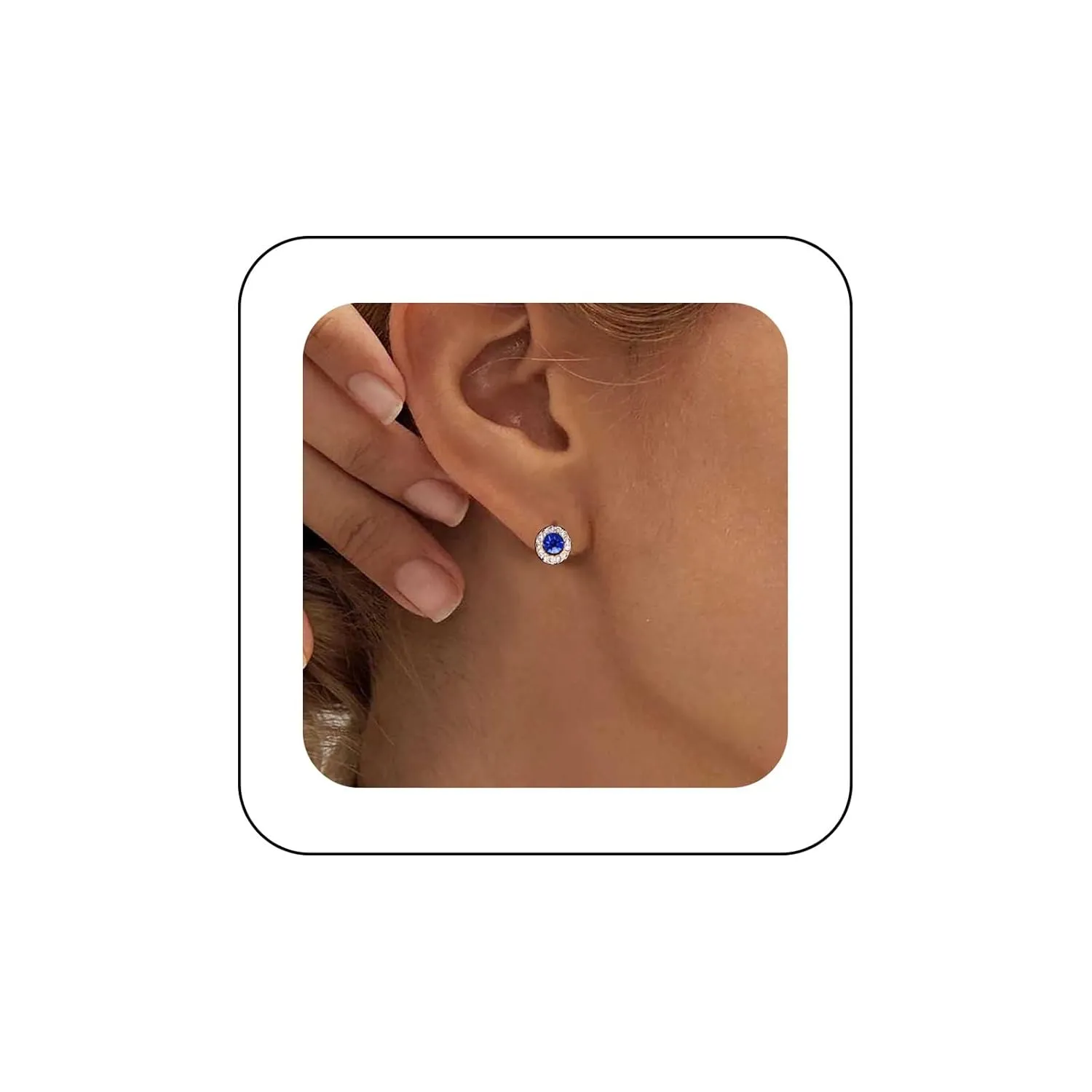 Andelaisi Boho Sapphire Blue Earrings Blue Crystal Gem Studs Earrings Vintage Sapphire Gemstone Earrings Gold Rhinestone Sapphire Earrings Jewelry for Women