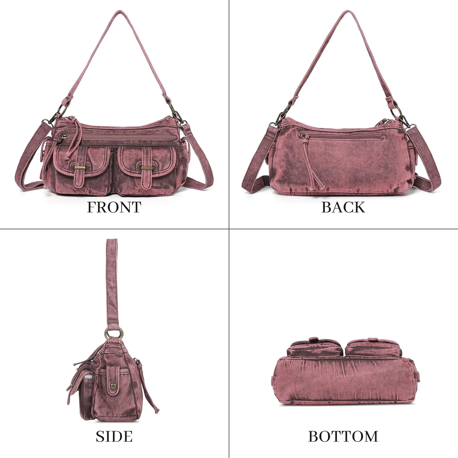 Angel Kiss Hobo Purses for Women Crossbody Shoulder Bag Ladies Multi Pocket Handbags with Adjustable Shoulder Strap