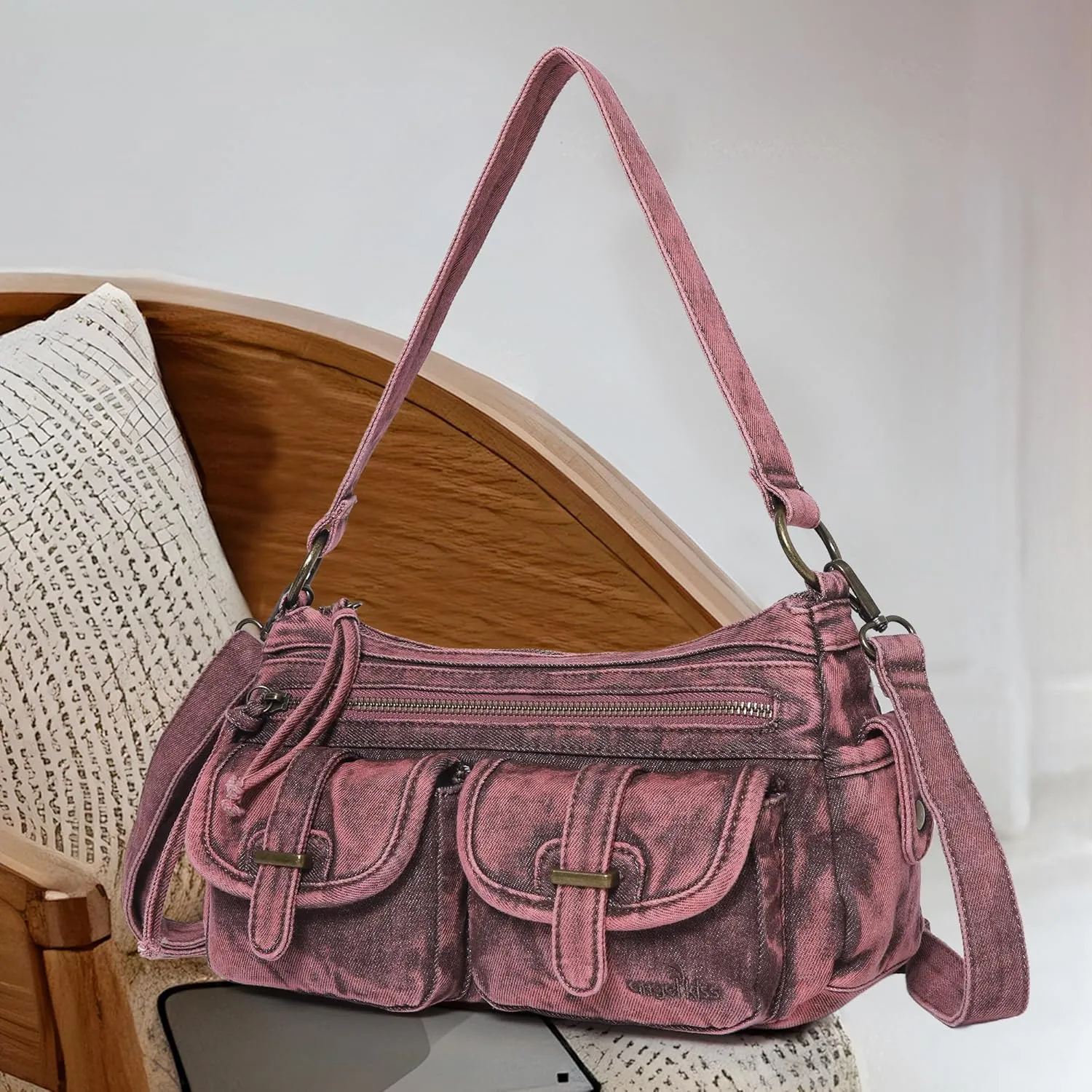 Angel Kiss Hobo Purses for Women Crossbody Shoulder Bag Ladies Multi Pocket Handbags with Adjustable Shoulder Strap
