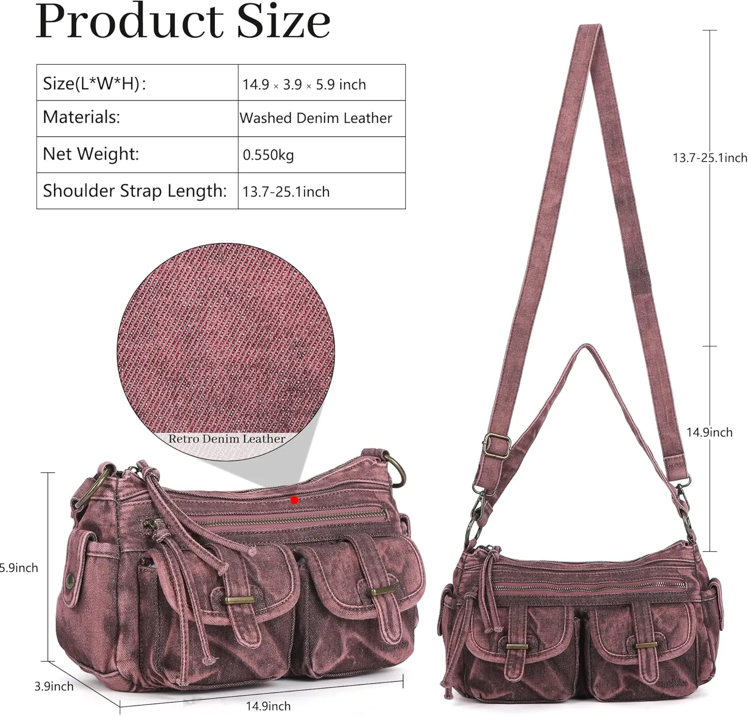 Angel Kiss Hobo Purses for Women Crossbody Shoulder Bag Ladies Multi Pocket Handbags with Adjustable Shoulder Strap
