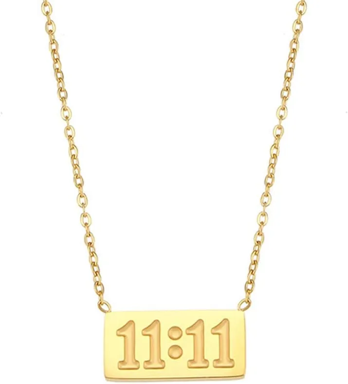 Angel Number 1111 Necklace for Women Stainless Steel Bar Pendant Lucky Numerology Jewelry