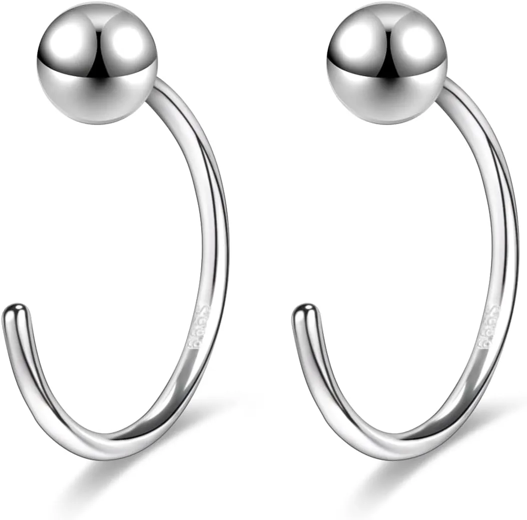 AoedeJ Half Hoop Earrings 925 Sterling Silver Tiny Huggie Hoop Small Comfy Half Hoop C Hoop Earrings for Women