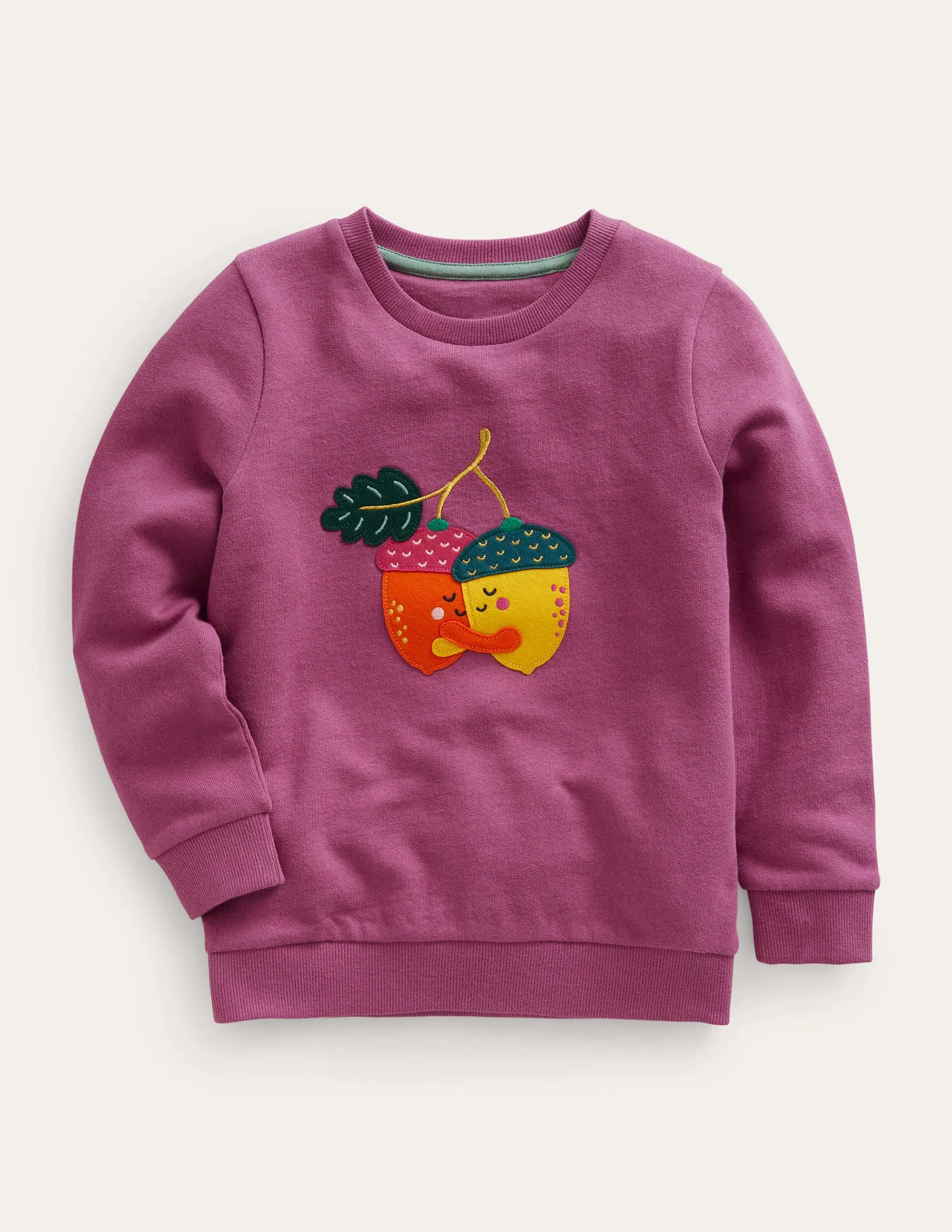 Applique Sweatshirt-Teacup Pink Acorn