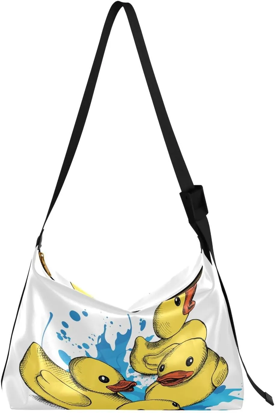 Art Happy Yellow Ducks Hobo Crossbody Bags for Women Leather Large Shoulder Bag Cross Body Amusing Trendy Womens Tote Bags Handbag for Travel Shopping