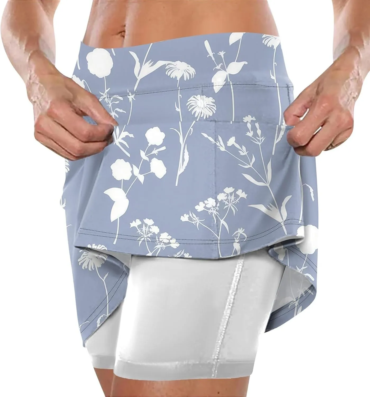 Athletic Skorts for Women with Pockets Lightweight Elastic Yoga Culottes High Waist Skinny Tennis Skirt Golf Skorts