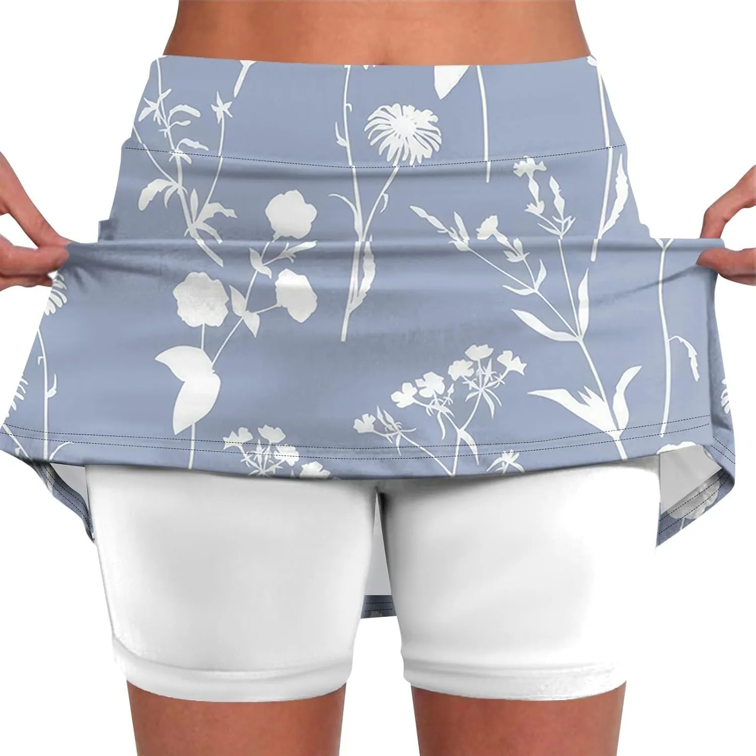 Athletic Skorts for Women with Pockets Lightweight Elastic Yoga Culottes High Waist Skinny Tennis Skirt Golf Skorts