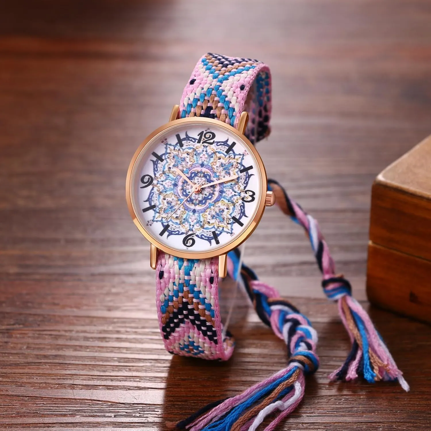 Avaner Women's Woven Strap Watches: Boho Floral Multicolored Bracelet Quartz Wrist Watches for Women Ladies