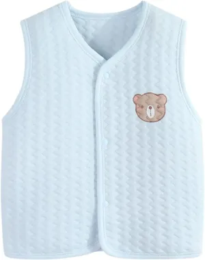 Baby Vest Warm Jacket Cotton Vest, Unisex Infant Toddler Padded Waistcoat Toddler Baby Cotton Vest (Blue, 2-3 Years)