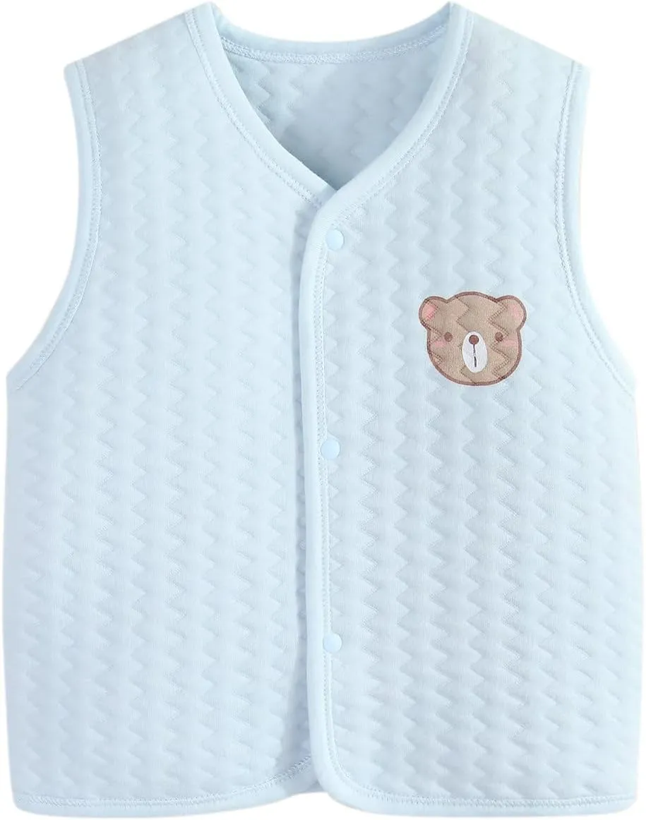 Baby Vest Warm Jacket Cotton Vest, Unisex Infant Toddler Padded Waistcoat Toddler Baby Cotton Vest (Blue, 6-12 Months)