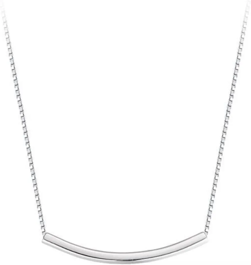 Balance Tube Bar Necklace | Minimalist Sterling Silver Curved Bar Necklace for Women, Hypoallergenic & Lightweight Elegant Jewelry, Ideal Gift for Special Occasions