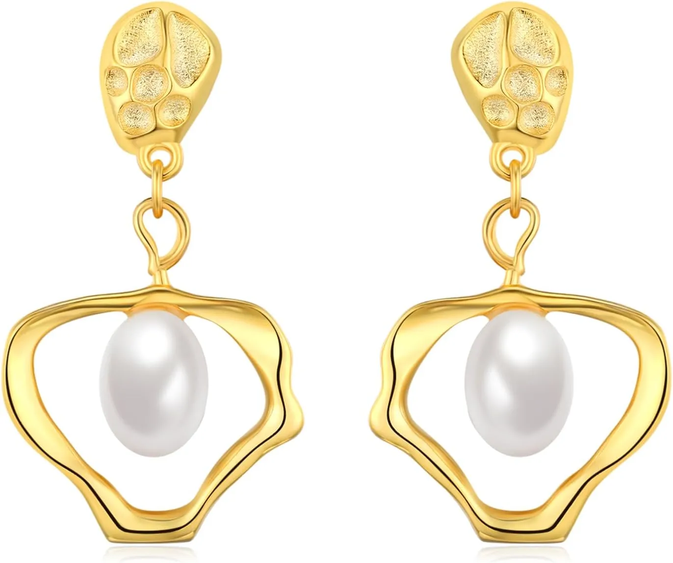 Baroque Pearl Earrings 925 Sterling Silver Gold Plated Pearls Drop Dangle Earrings Pearl Stud Jewelry Bridal Wedding Earring Jewelry Gifts Birthday Valentines for Women Female Friends