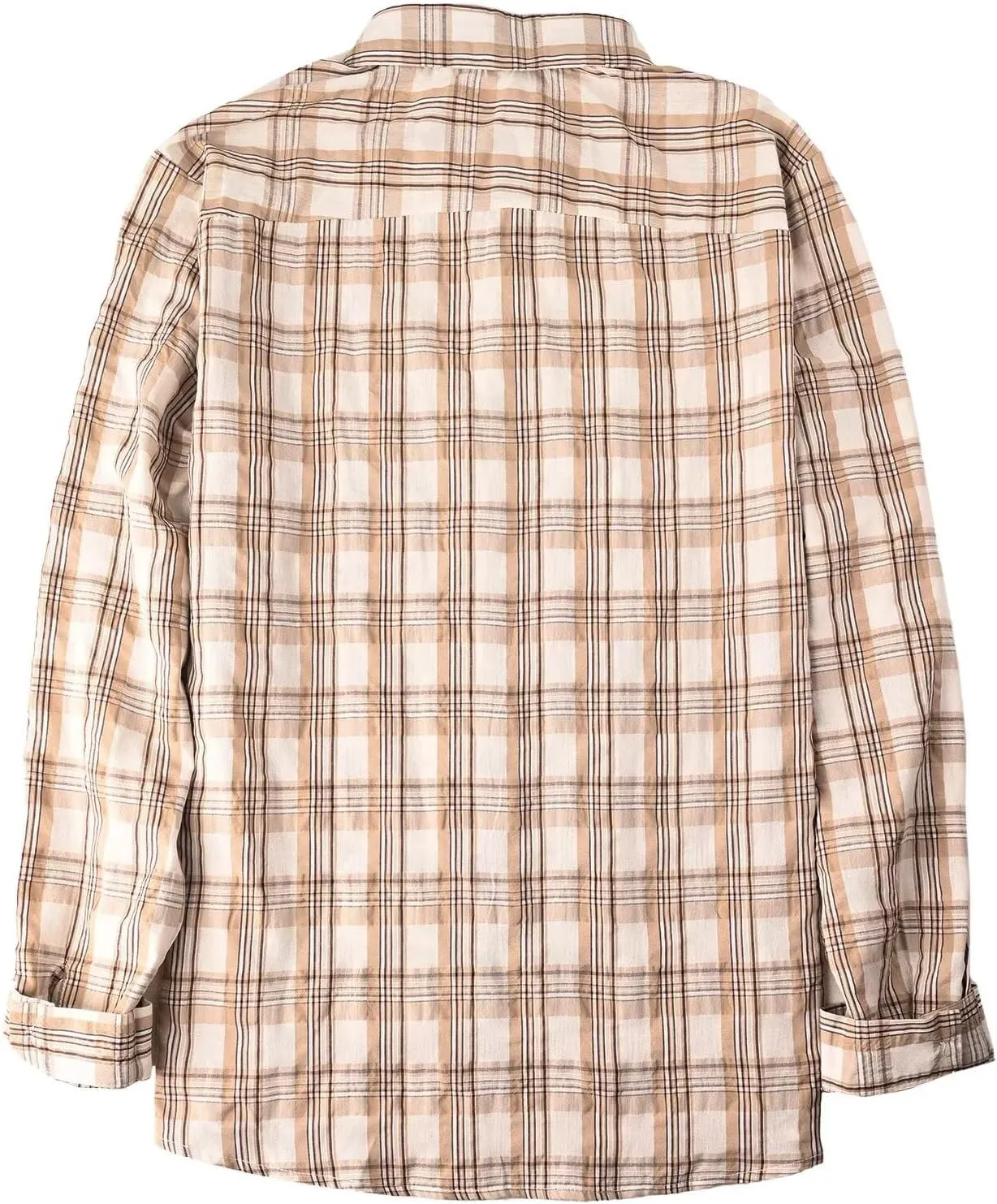 BAYAMO Men's Button-Down Plaid Shirts Casual Long Sleeve Cotton Linen Shirts for Men Fashion Business Shirt
