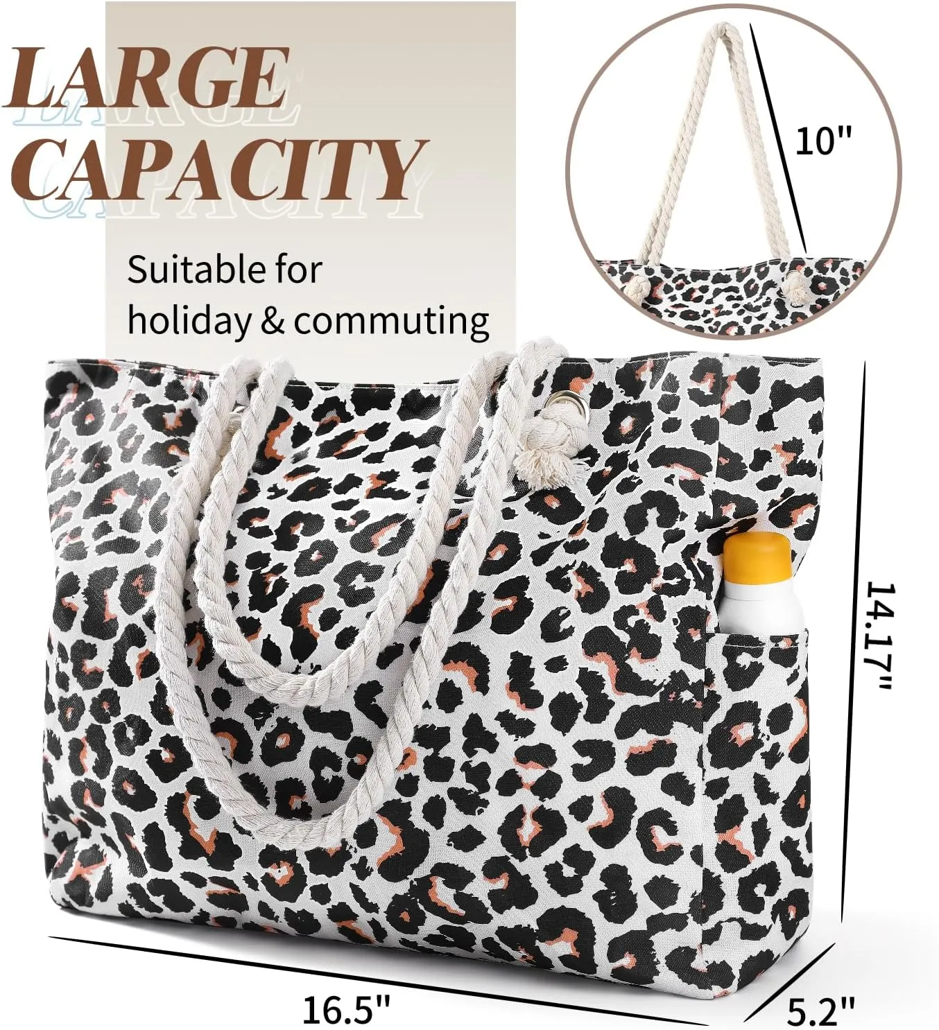 Beach Bags For Women - Large Beach Bags with Zipper Waterproof Sandproof Swim Pool Beach Bag