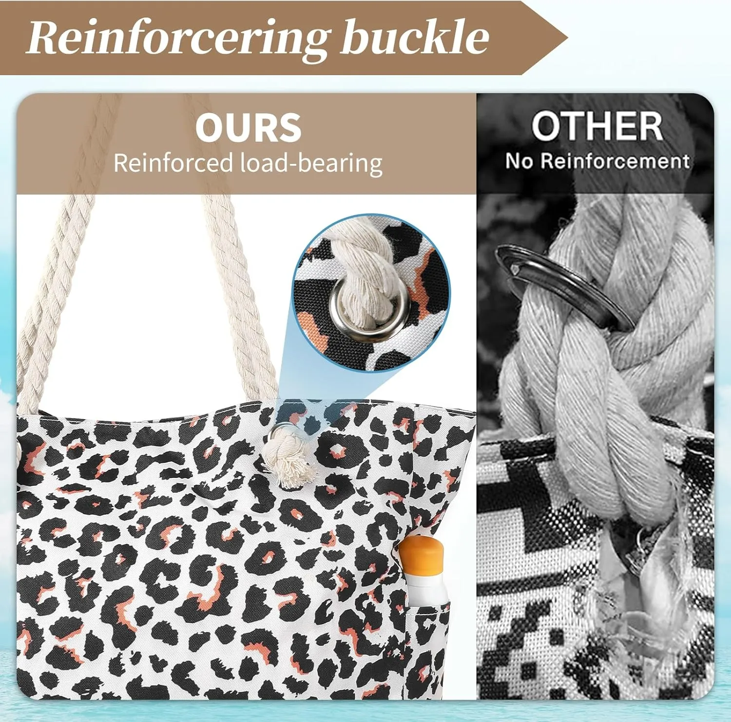 Beach Bags For Women - Large Beach Bags with Zipper Waterproof Sandproof Swim Pool Beach Bag