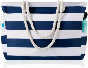 Beach Bags for Women - Large Beach Tote Bag Waterproof Sandproof with Zipper, Swiming Pool Bag