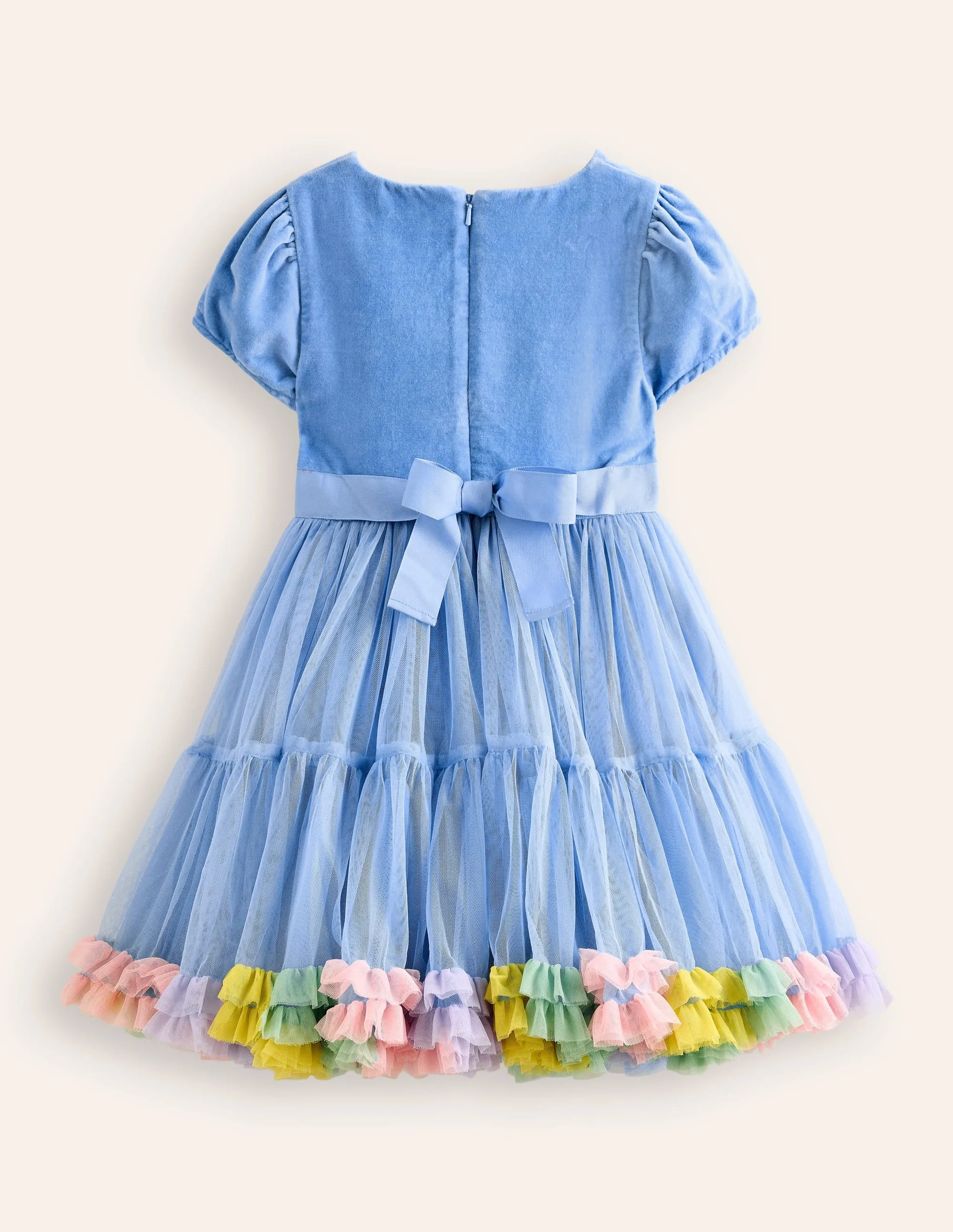 Beth Velvet Bodice Tulle Dress-Forget Me Not