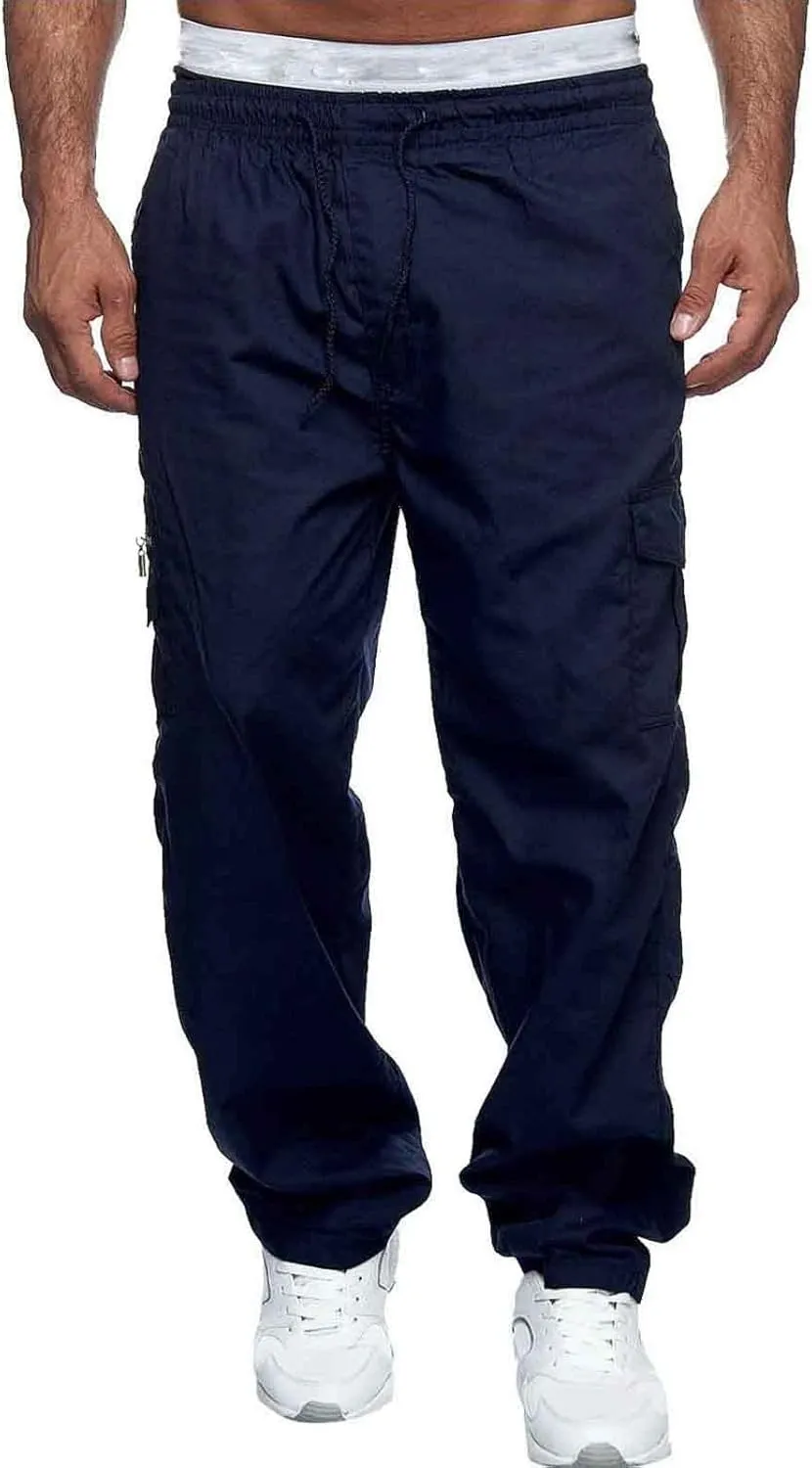 Big and Tall Cargo Pants for Men Sweatpants for Men Pant with Pockets Men's Heavyweight Fleece Cargo Sweatpants Men's