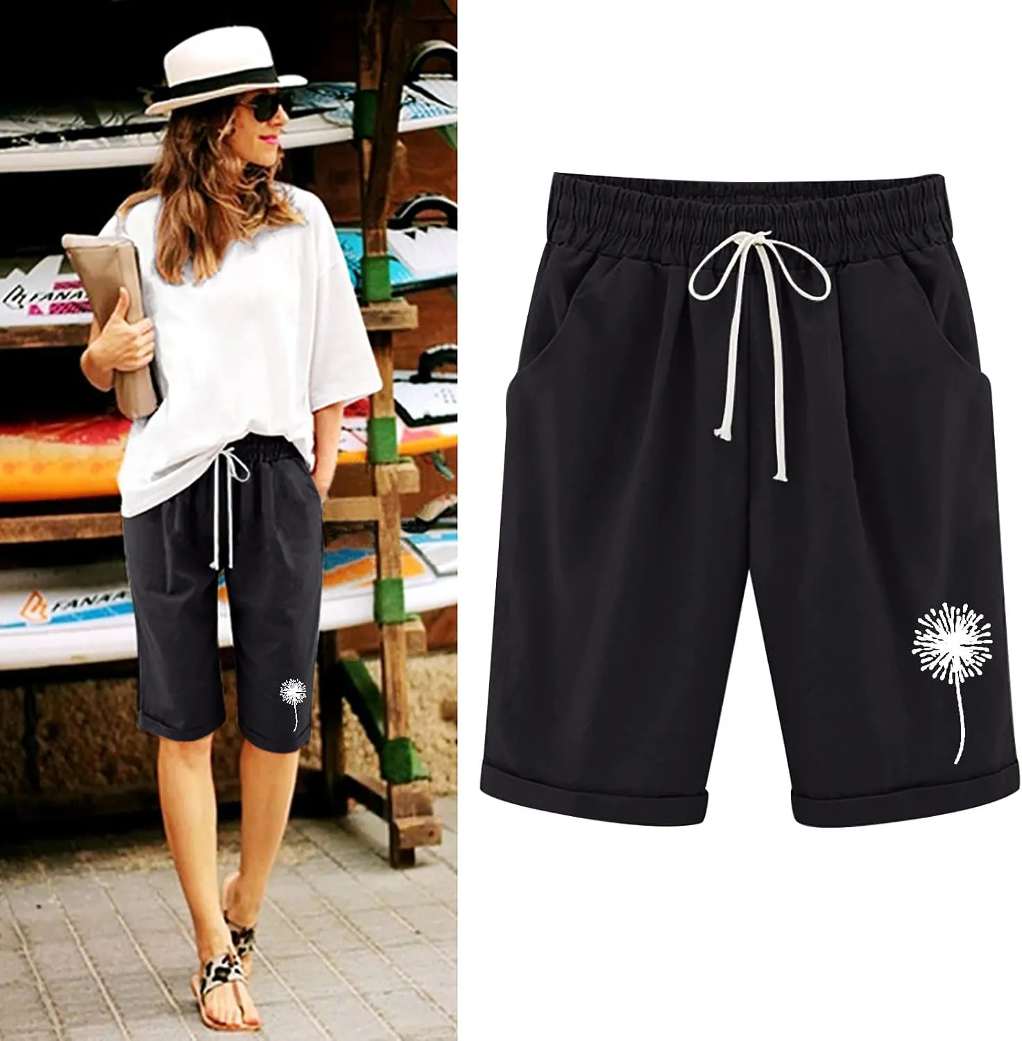 Biker Shorts Women with Pockets Leg Casual Yoga Cropped Pants Biker Shorts Women with Pockets Jean Shorts for Women