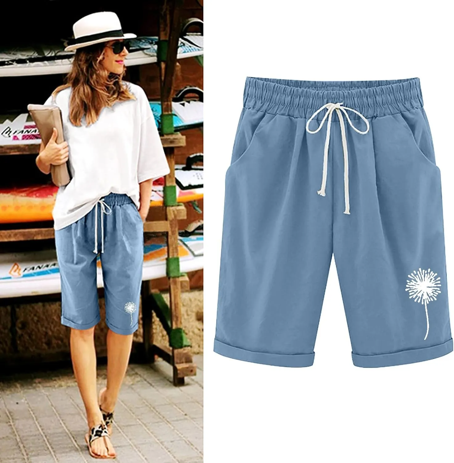 Biker Shorts Women with Pockets Leg Casual Yoga Cropped Pants Biker Shorts Women with Pockets Jean Shorts for Women