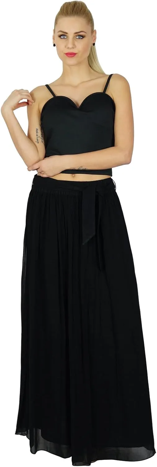 Bimba Women Long Maxi Skirt Tulip Style Georgette Boho Bottoms