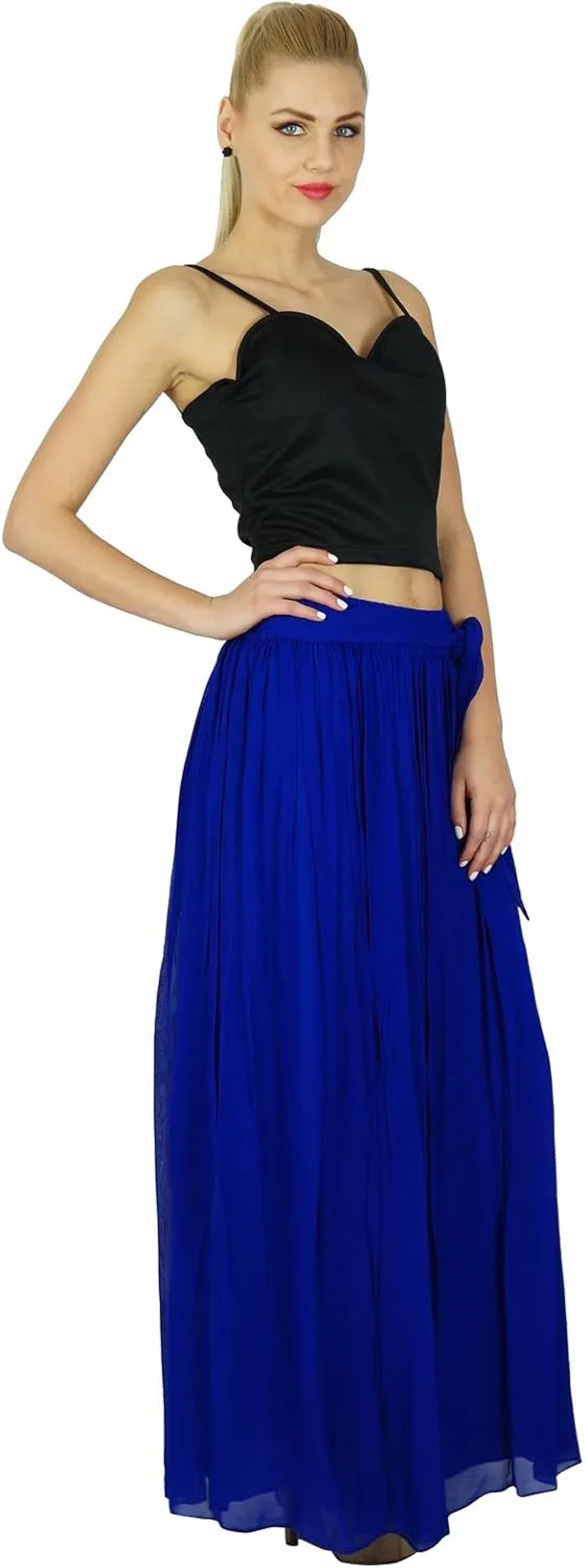 Bimba Women Long Maxi Skirt Tulip Style Georgette Boho Bottoms