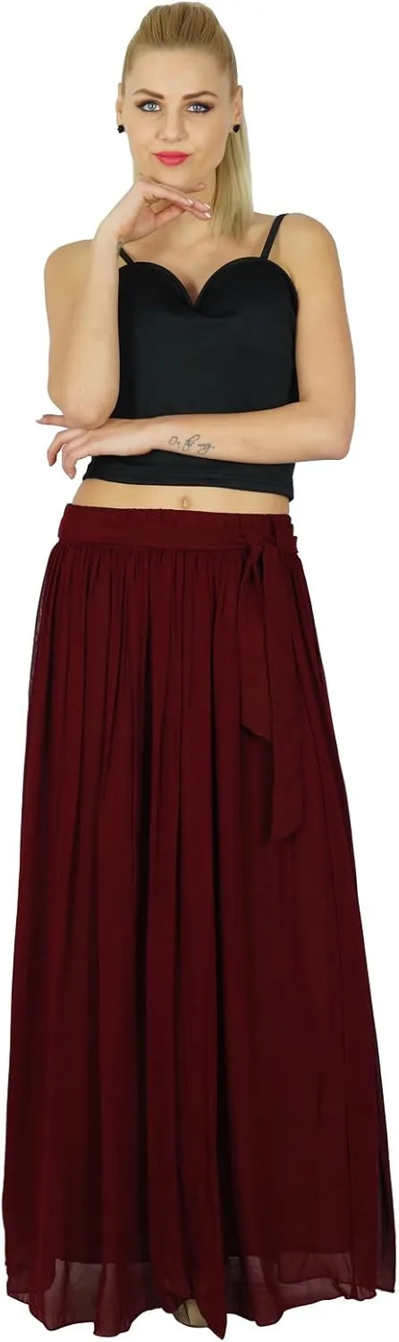 Bimba Women Long Maxi Skirt Tulip Style Georgette Boho Bottoms