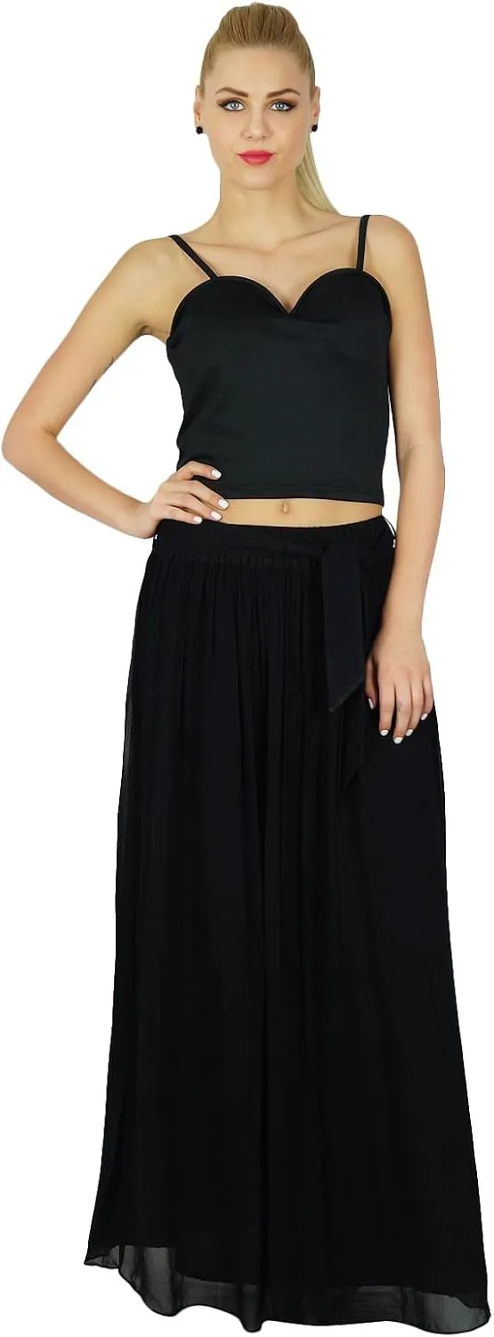 Bimba Women Long Maxi Skirt Tulip Style Georgette Boho Bottoms